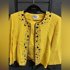 St. John Collection Yellow Embellished Blazer and skirt